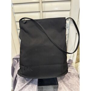 VINTAGE Donna Karan‎ Black Bucket Purse LINED FLAT BOTTOM NEW YORK MINT 10"